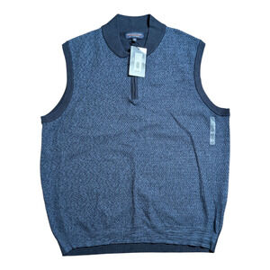 Men's Roundtree & Yorke Big Man Size XL Tall  1/4 Zip Sweater Vest NWT Blue
